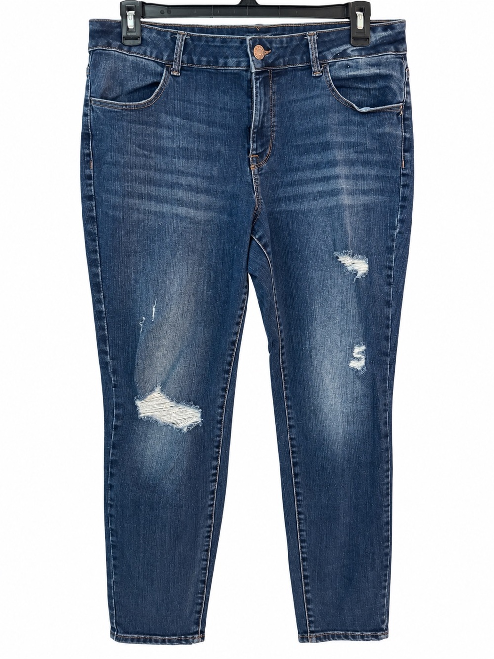 Maurices Dark Blue Distressed Skinny Jeans